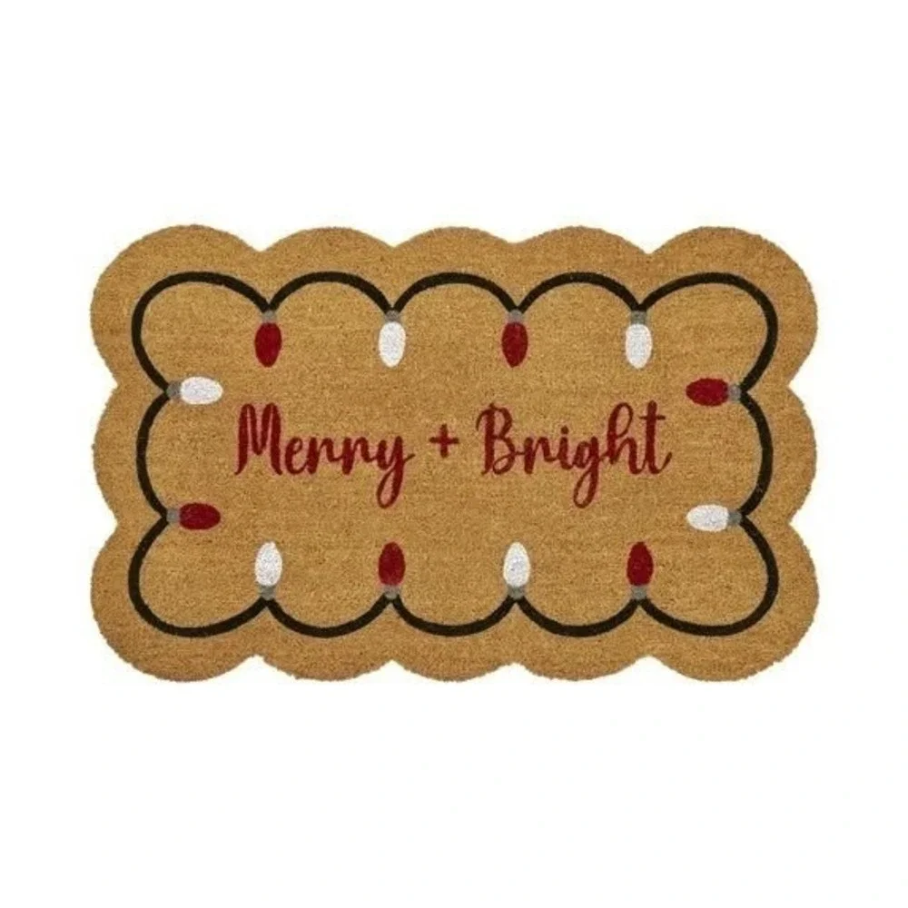 My Texas House Red/White Merry & Bright Christmas Coir Doormat 18x30, 2025
